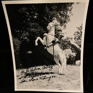 Clayton Moore The Lone Ranger Signed Autographed 8x10 Black and White Photo COA